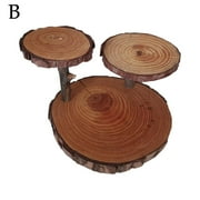 2 Tiered Wood Stand, Rustic Wood Cake Stand, Dessert Display Tray, Cup Cake Tier Stand Farmhouse Tiered Tray Decor Set for Party and Wedding Decoration V4A7